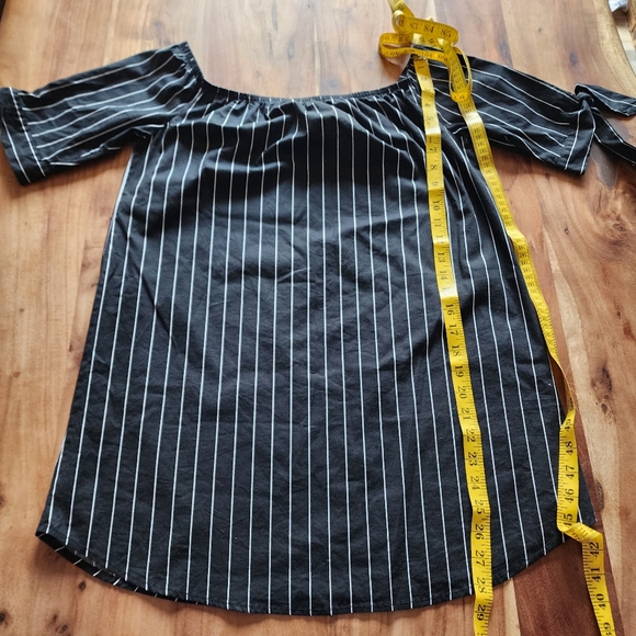 Streetwear society black/white striped off the shoulders mini dress, M - Picture 8 of 9